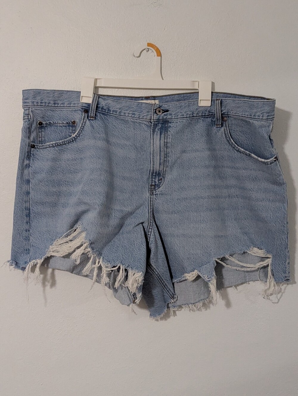 Abercrombie & Fitch The Loose Short High Rise Distressed Ripped Denim 36